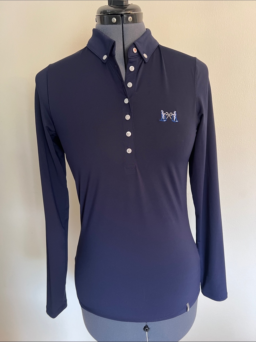 KJUS  Long-Sleeve Golf Top Navy with Button Placket